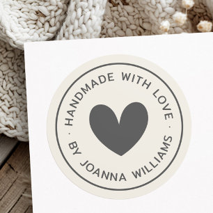 Adesivo Feita à mão com o nome do coração com o nome claro