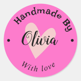Adesivo Feita à mão com o nome do coração URL terracotta r