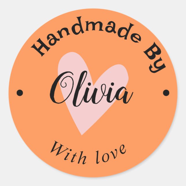 Adesivo Feita à mão com o nome do coração URLterracotta La (Frente)