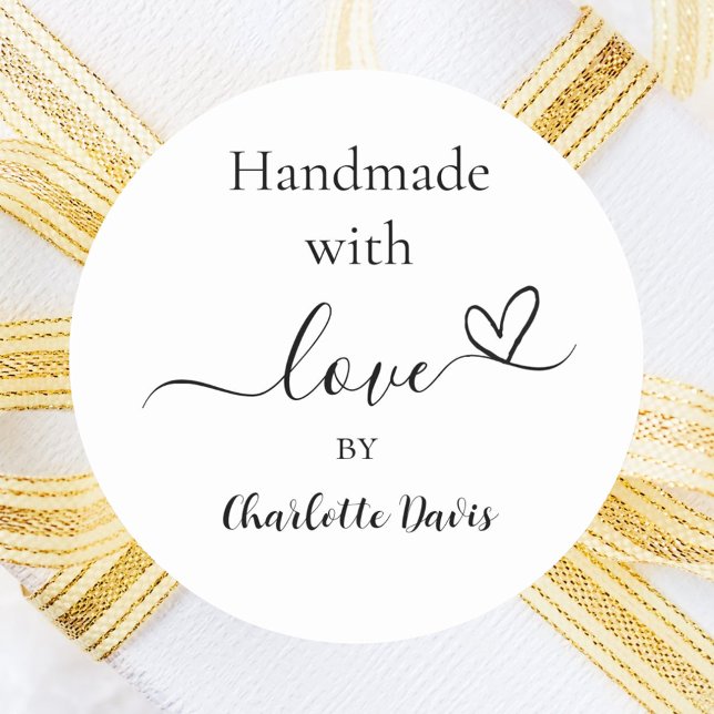 Adesivo Feita à mão com o nome preto (Criador carregado)