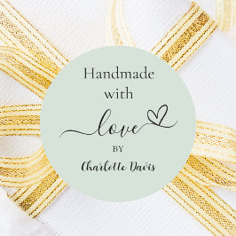 Adesivo Feita à mão com o nome verde de sage com amor