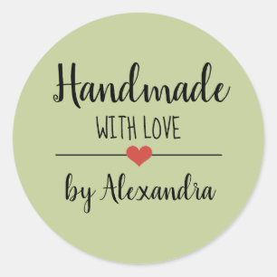 Adesivo Feita à mão com um roteiro verde de amor