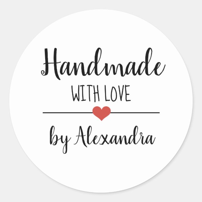 Adesivo Feita à mão com um script simples de amor personal (Frente)