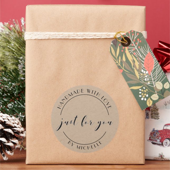 Adesivo Feita À Mão Com Vinheta Personalizada Elegante (Feriado)