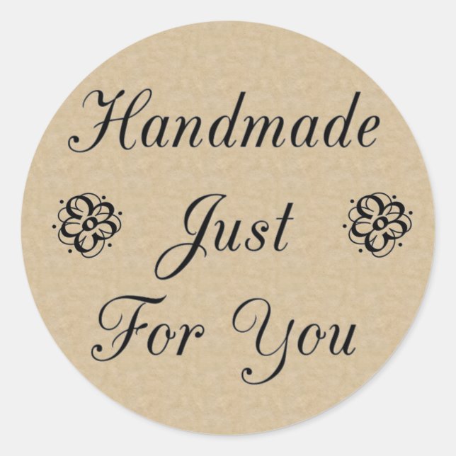 Adesivo Feita à mão só para você no Kraft Olhe para trás (Frente)