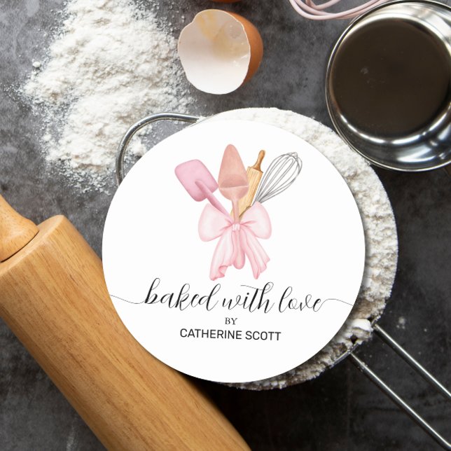 Adesivo Feita com amor, aquarela personalizada (Criador carregado)