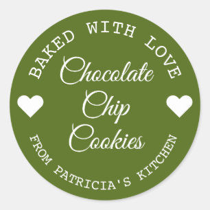 Adesivo Feita Com Amor Choco Cookies Verde E Branco