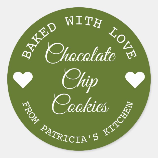 Adesivo Feita Com Amor Choco Cookies Verde E Branco (Frente)