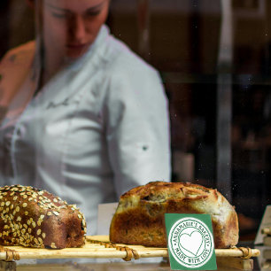 Adesivo Feita com Amor e Coração Personalizado Verde