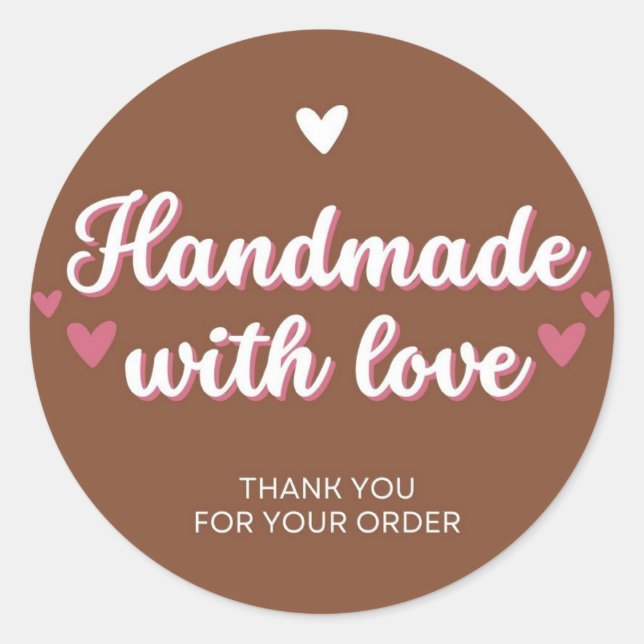 Adesivo Feita Com Amor, Obrigado Pelo Círculo De Encomenda (Frente)