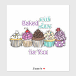 Adesivo Feita com amor para você | cupcake assado à mão