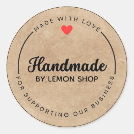 Adesivo Feita Com Amor Personalizar Círculo De Artesanato