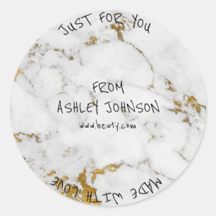 Adesivo Feita Com Amor Por Você Chama Marble Vip Dourado 