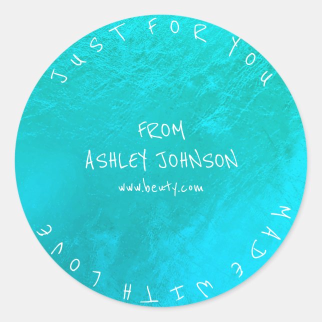 Adesivo Feita Com Amor, Você Chama Tiffany Blue Ocean (Frente)