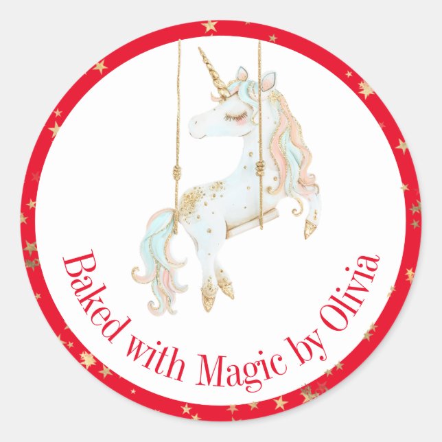 Adesivo Feita com Baking de Férias Mágicas Personalizadas (Frente)