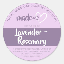 Adesivo Feita com Lavanda de empacotamento de velas cardía