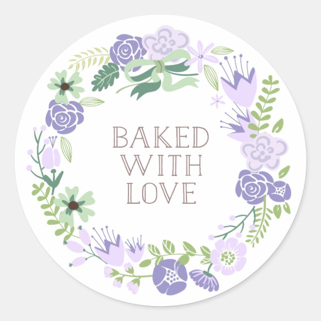 Adesivo Feita com Love Floral Wreath | Obrigado, Stickers (Frente)