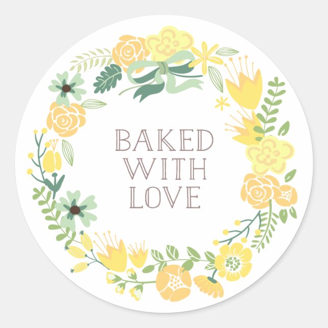 Adesivo Feita com Love Floral Wreath | Obrigado, Stickers (Frente)