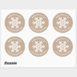 Adesivo Feita com Love Kraft Christmas Snowflaker Sticker<br><div class="desc">Um papel kraft e adesivo branco com floco de neve com as palavras Feitas com amor. Personalize-o com seu nome de família ou nome de empresa. Divertido para o seu vizinho de Natal caseiro ou feito à mão, guloseimas e presentes, ou para o seu negócio de artesanato. Projetado para você...</div>