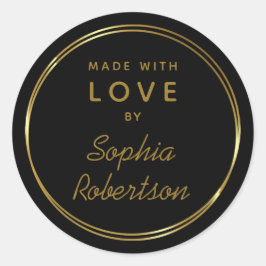 Adesivo Feita com o Amor, Círculos Dourados Personalizados
