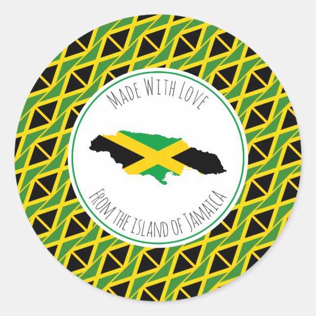 Adesivo Feita Com O Amor Da JAMAICA FLAG (Frente)