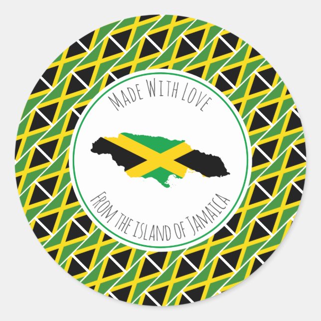 Adesivo Feita Com O Amor Do Mapa jamaicano do JAMAICA FLAG (Frente)