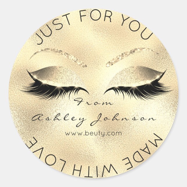 Adesivo Feita Com O Amor Lashes Metálicos Dourada Maquiage (Frente)