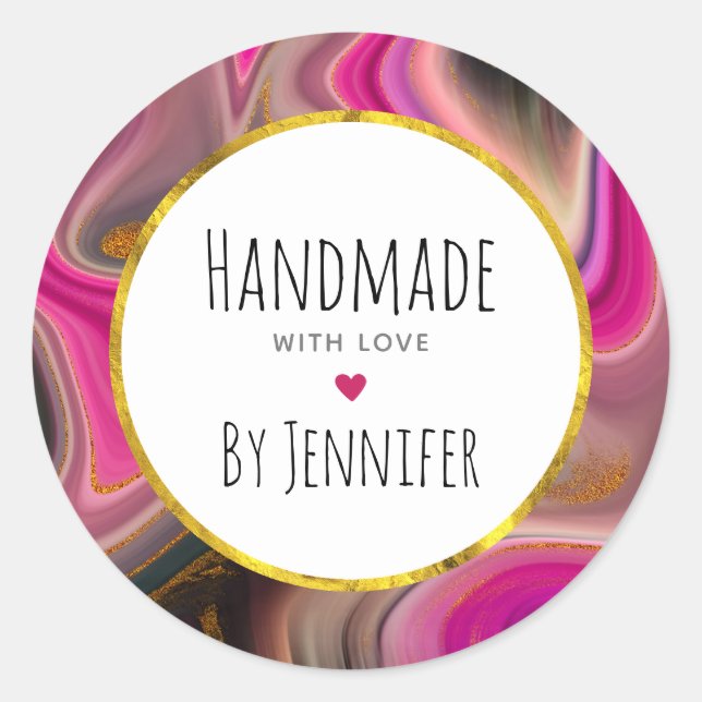 Adesivo Feita com o Amor, Rosa, Preta, Dourada Abstrato (Frente)