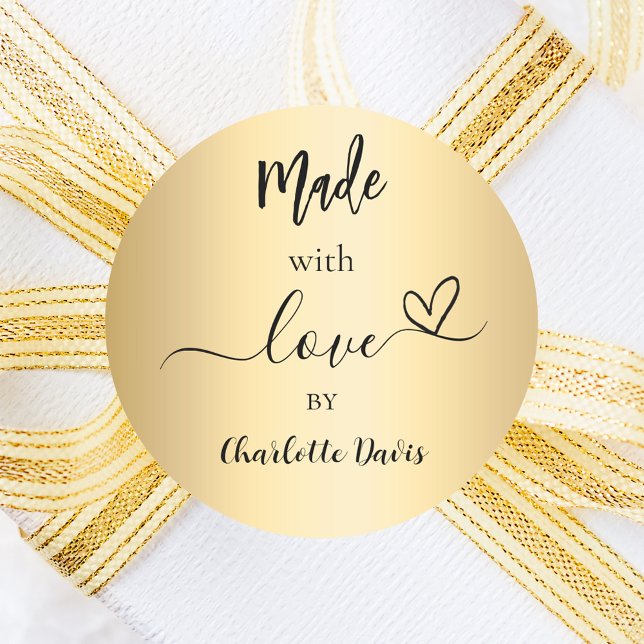 Adesivo Feita com o nome de ouro do amor (Criador carregado)