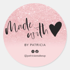 Adesivo Feita com o script de amor cintilação rosa