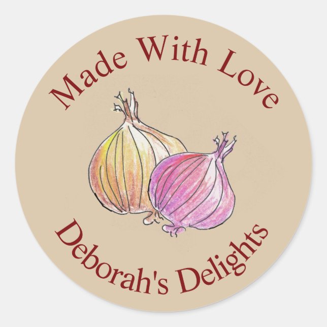 Adesivo Feita Com Refrigeração De Chef De Cebola Com Amor (Frente)