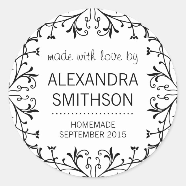 Adesivo Feita com Rótulos de Presente para Triagem Homemad (Frente)