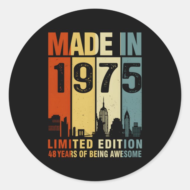 Adesivo Feita Em 1975 48 Anos De Esforço (Frente)