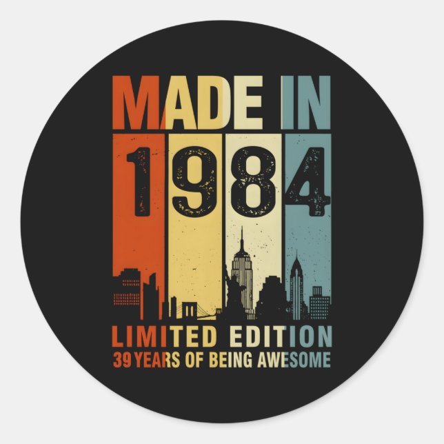 Adesivo Feita Em 1984, 39 Anos De Esforço (Frente)