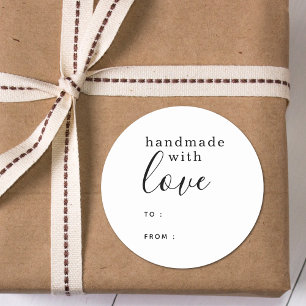 Adesivo Feitas à mão com amor preto personalizado e bran