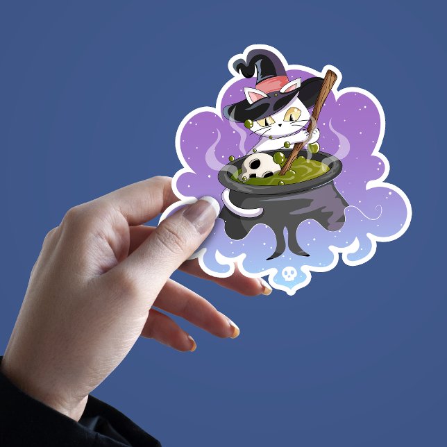 Adesivo Feiticeiro Bonito Fazendo Poção Halloween (Criador carregado)