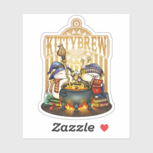 Adesivo Feitiço de Gatinho de bruxas do Halloween