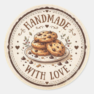 Adesivo Feito à Mão com Amor Biscoitos com Gotinhas de C