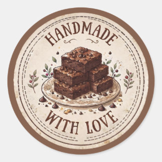 Adesivo Feito à Mão com Amor | Brownies de Chocolate