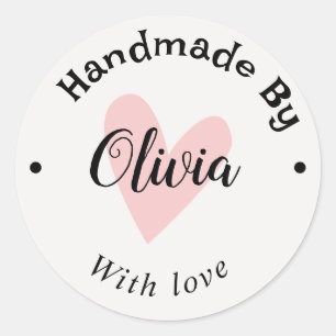 Adesivo Feito à mão com amor coração nome URL terracota br