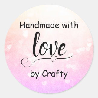 Adesivo Feito à Mão com Amor Coração Ombre Rosa Personaliz