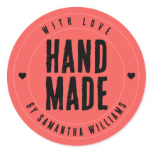 Feito à Mão com Amor Coral Rosa Personalizado Arte