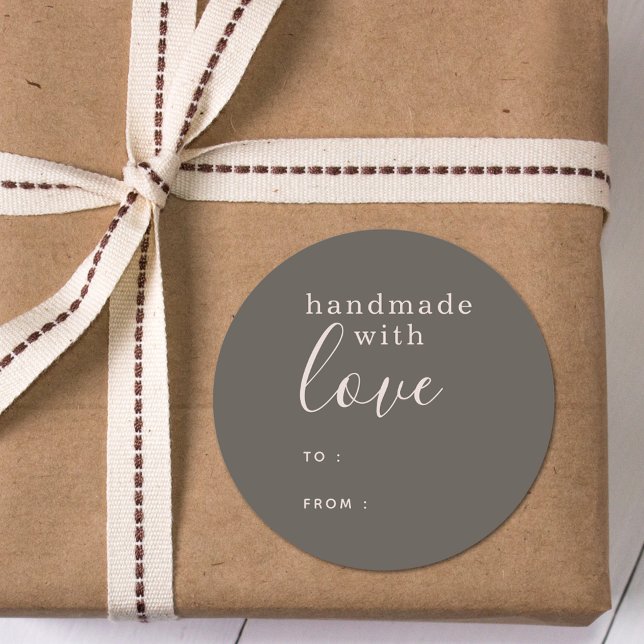 Adesivo Feito à mão com amor marrom personalizado (Criador carregado)