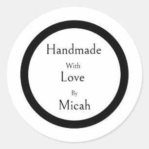 Adesivo Feito à Mão Com Amor Moderno Minimalista Simples P
