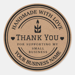 Adesivo feito à mão com amor   Obrigado Chama