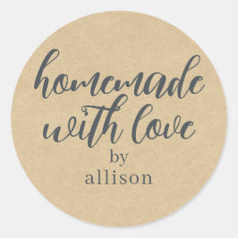 Adesivo Feito à Mão com Amor Papel Kraft Personalizado