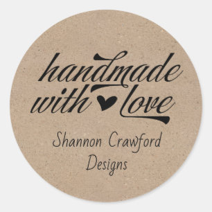 Adesivo Feito à Mão com Amor Personalizado com Estilo Kraf