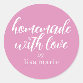 Adesivo Feito à Mão com Amor Presente Personalizado Rosa F