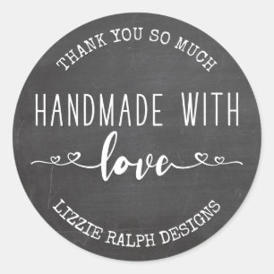 Adesivo Feito à Mão com Amor Quadro Negro Personalizado Ob