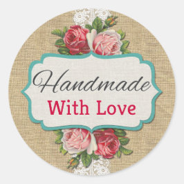 Adesivo Feito à Mão Com Amor Rosas Shabby Chic Renda Vinta